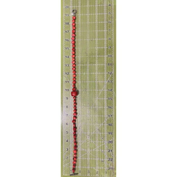 Vintage Necklace Bamboo Red Coral Beaded Main Center Stone Toggle 19.5" - Picture 5 of 6